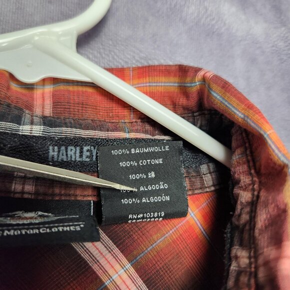 Harley-Davidson Shirt Mens XL Plaid Short Sleeve Button Up Motorcycle Western - Picture 5 of 14